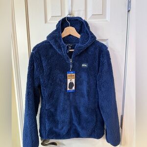Eddie Bauer Kids L (12/14) Navy Blue Sherpa Fleece Hooded Jacket Coat NWT